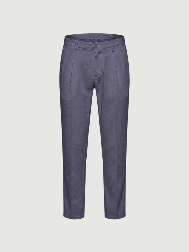 Pantalone chino in lino e cotone blu acciaio P-TONY 121 ANDREA MORANDO 