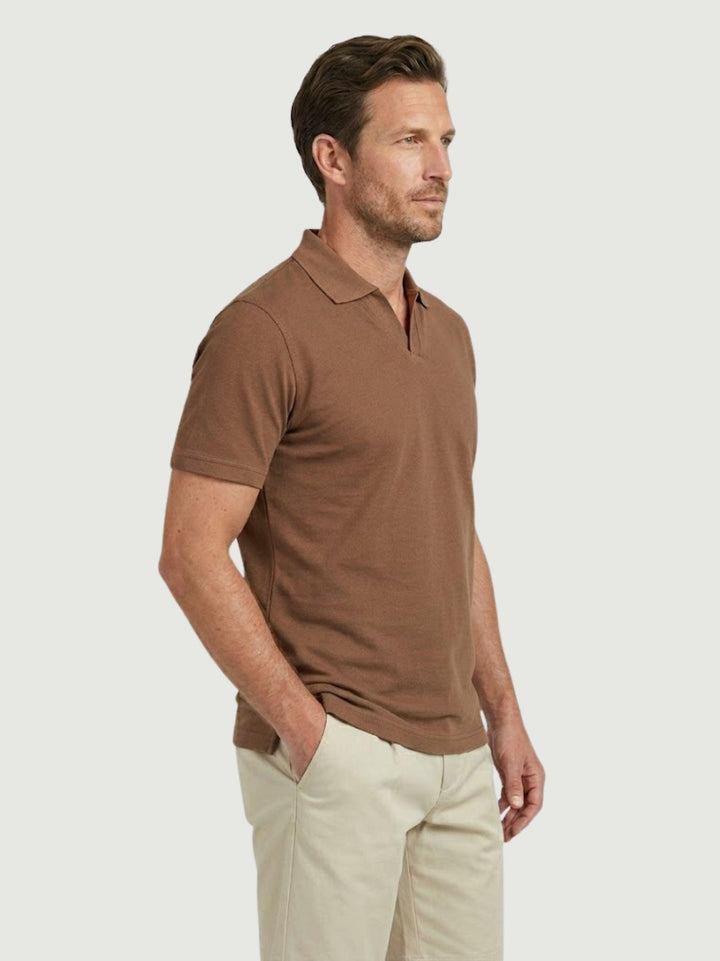Polo derby in cotone piquet extrafine caffè 5805426 673 ANDREA MORANDO 