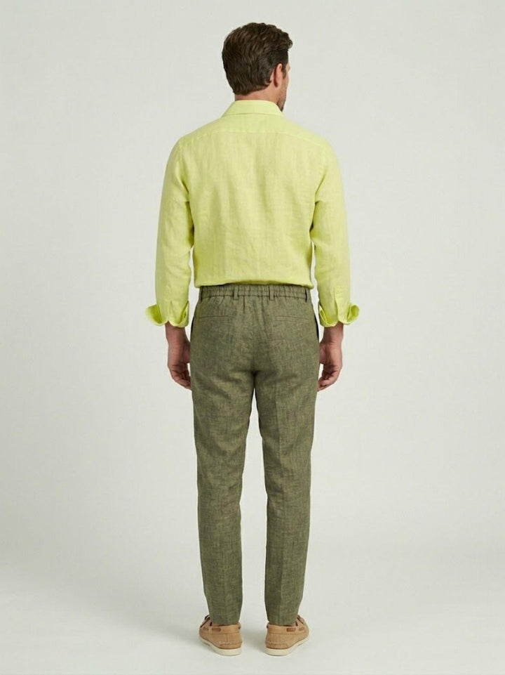 Pantalone in cotone con coulisse fiammato verde militare PTN00622 ARMY ANDREA MORANDO 