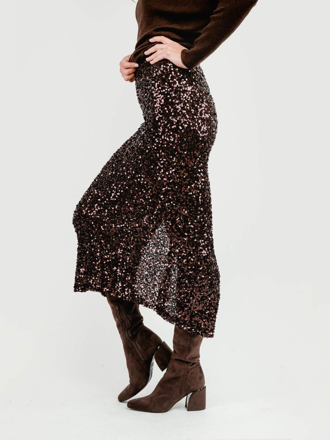 LONGUETTE CON PAILLETTES MARRONE G247132/03651 1403 ANDREA MORANDO 