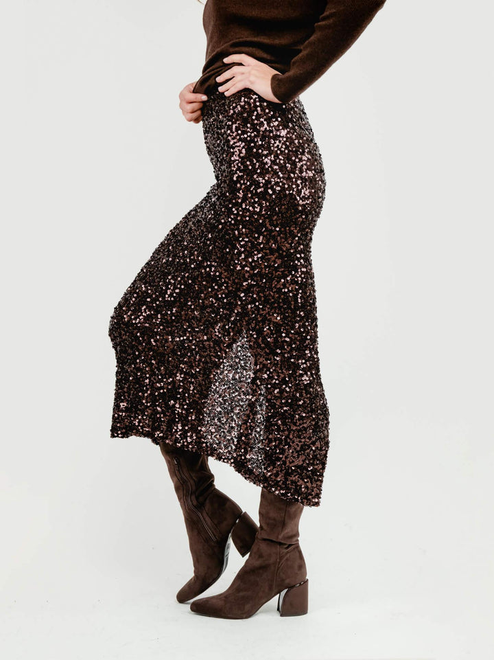 LONGUETTE CON PAILLETTES MARRONE G247132/03651 1403 ANDREA MORANDO 