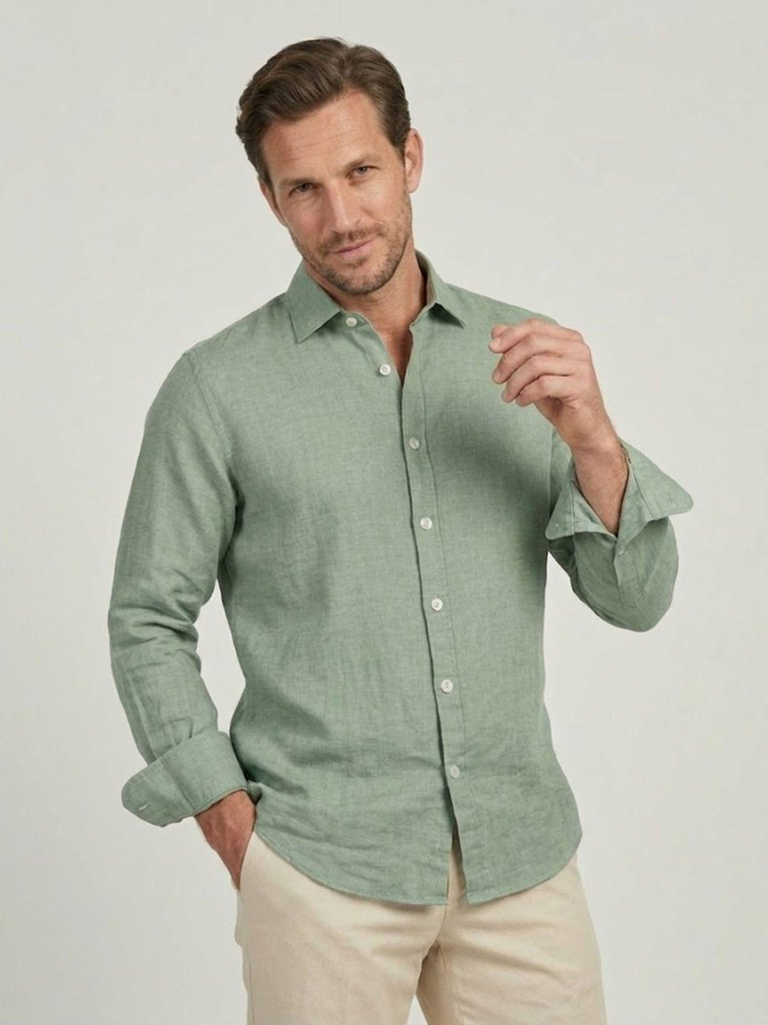 Camicia in lino verde menta BU26S18CALINENPD 310 ANDREA MORANDO 
