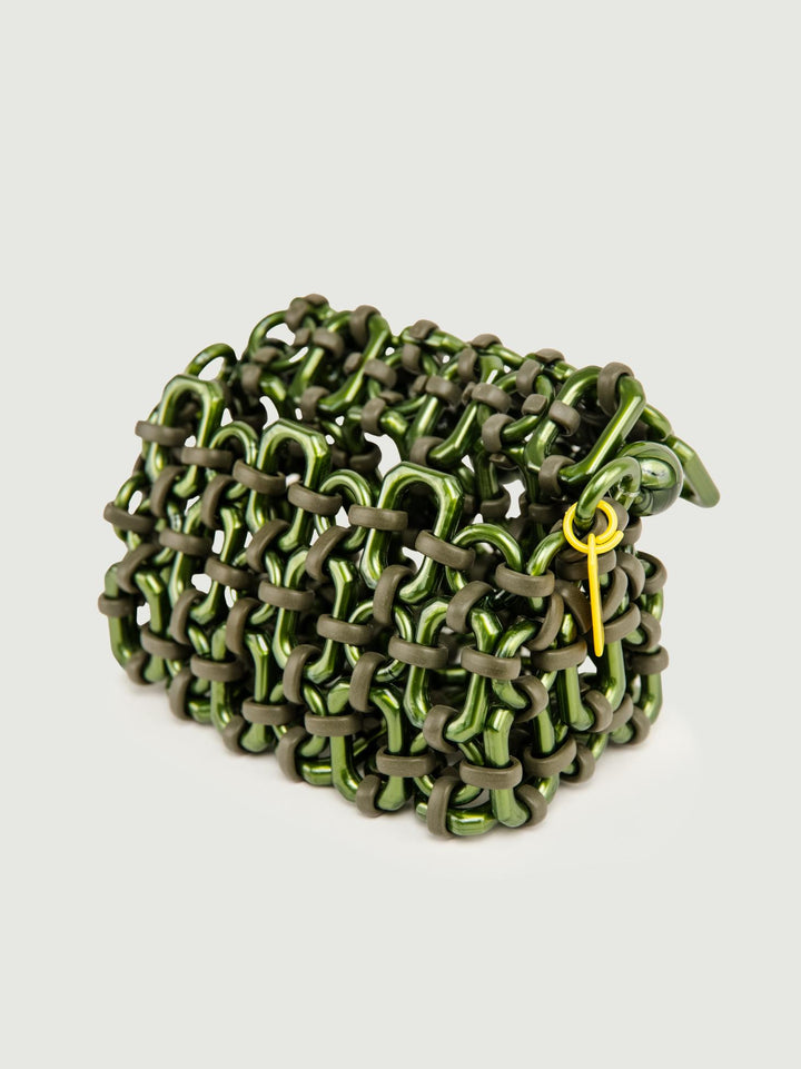 BORSA BUBBLE IN RESINA VERDE METALLIZZATO BUBBLE METALLIC GREEN BIMOR 