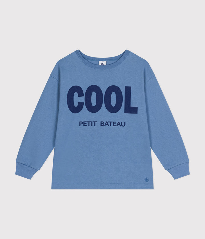 T-shirt a maniche lunghe in jersey bluette A0B72 02 PETIT BATEAU 