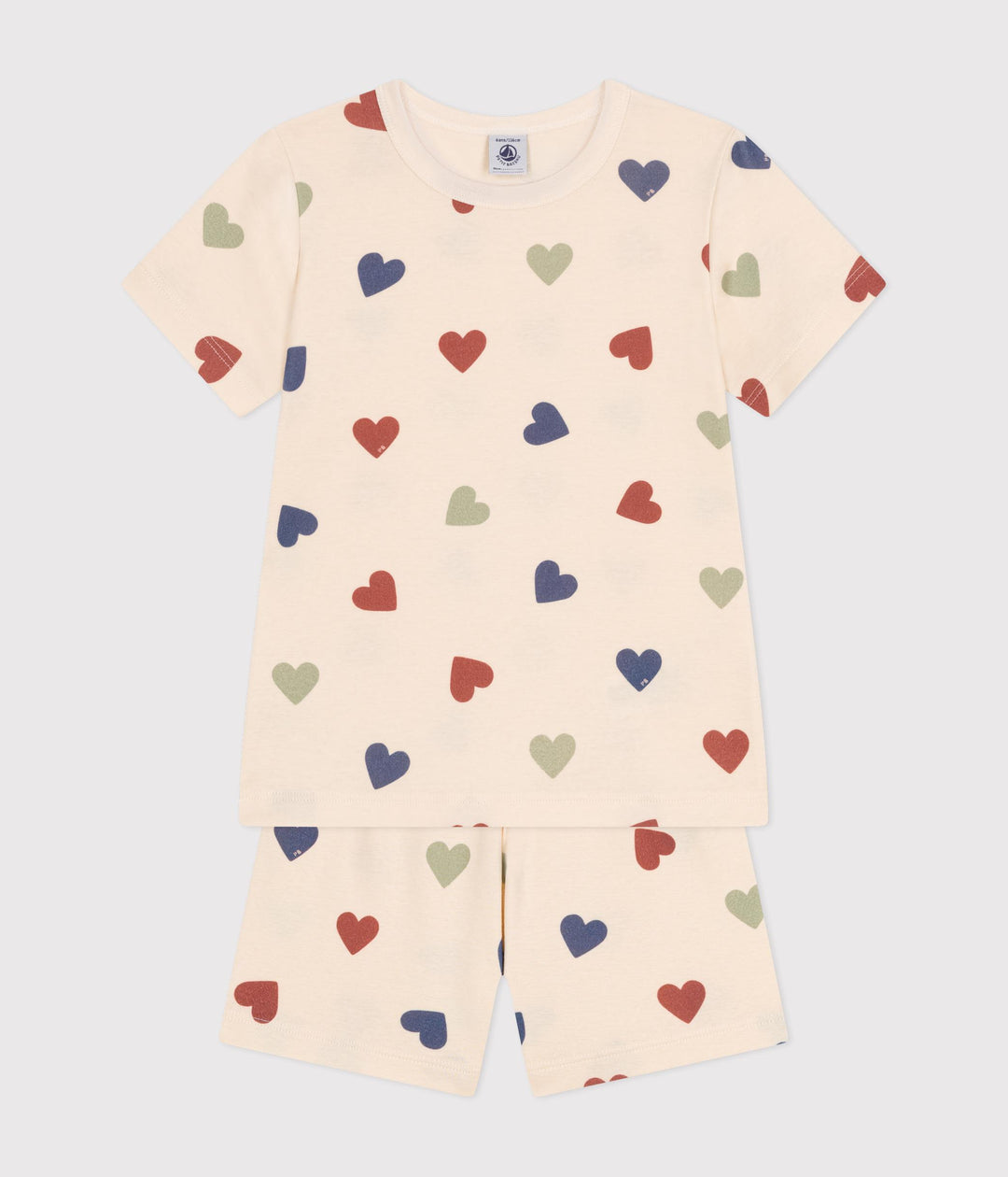 PIGIAMA SHORT FANTASIA A CUORI IN COTONE<BR/> A09OV 01 PETIT BATEAU 