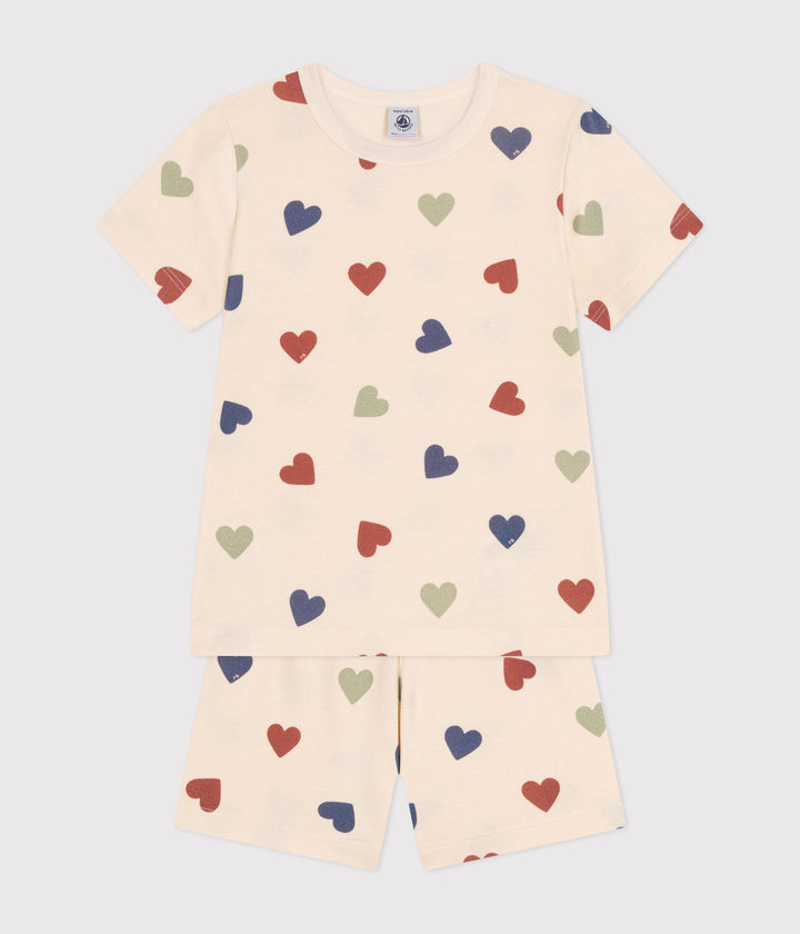 PIGIAMA SHORT FANTASIA A CUORI IN COTONE<BR/> A09OV 01 PETIT BATEAU 