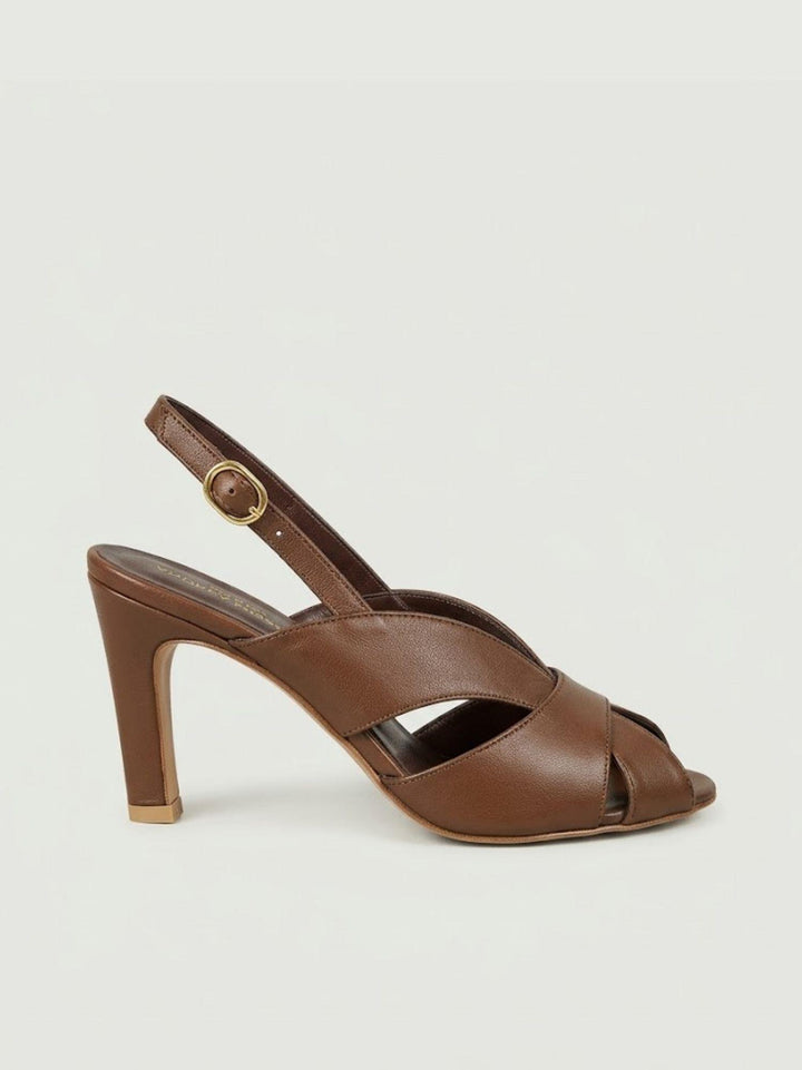 Sandalo slingback in pelle nappa cioccolato 1483 CHOCO ANDREA MORANDO 