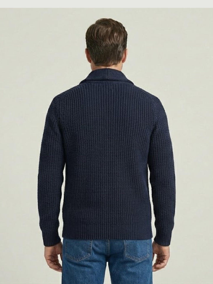 Cardigan collo sciallato blu 4366225 278 ANDREA MORANDO 