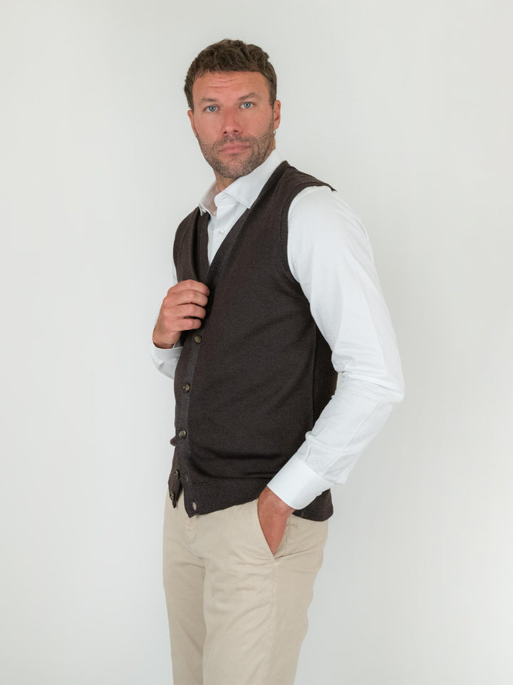 GILET IN LANA MERINO TESTA MORO 0003 33 FIESOLI DANIELE 