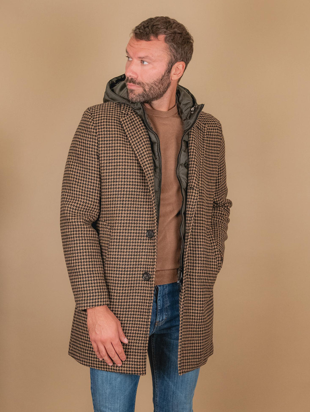 CAPPOTTO MISTO CASHMERE PIED DE POULE INTERNO TRAPUNTATO GERALDO PDP CNER PALTÒ 