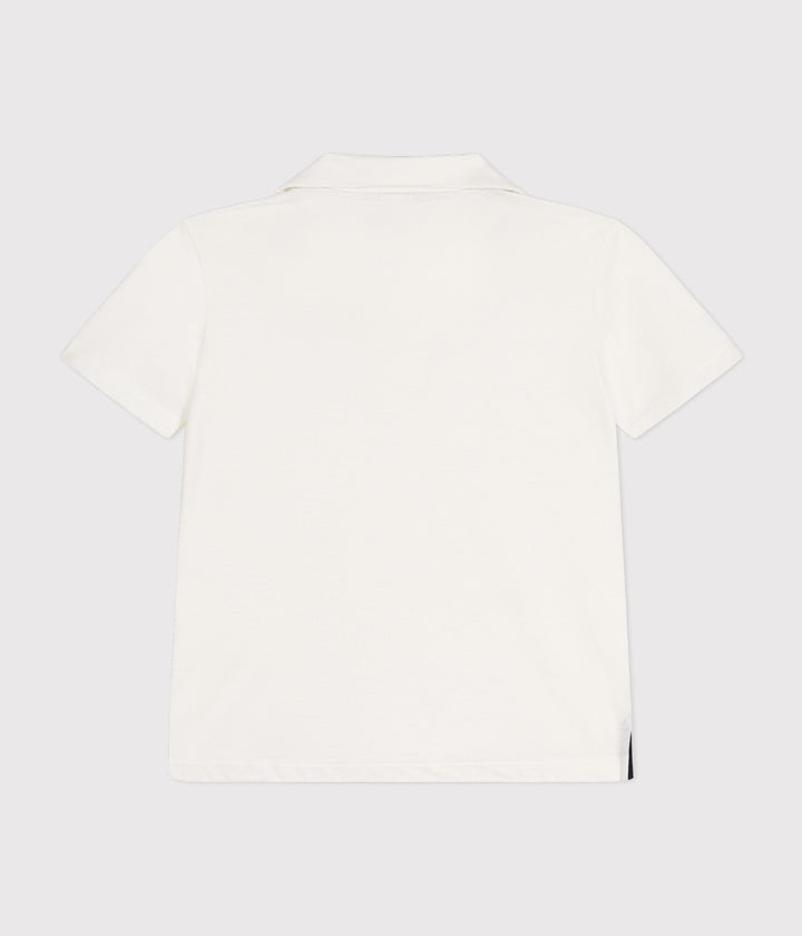 POLO BIANCA A MANICHE CORTE IN COTONE BAMBINO A0A1V 01 PETIT BATEAU 