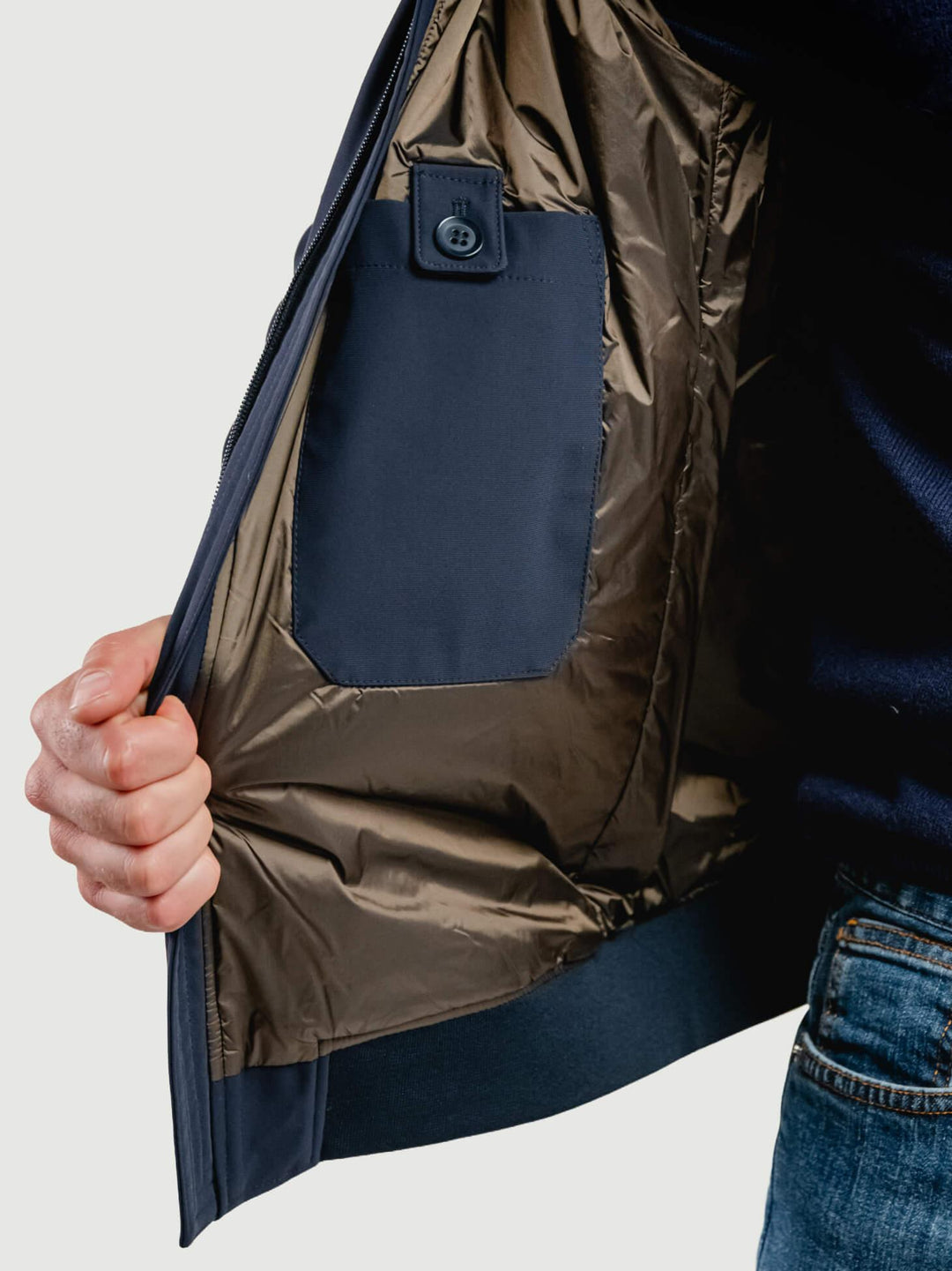 GIUBBOTTO IN TESSUTO TECNICO BLU NAVY BU26W09JKCOAT 201 ANDREA MORANDO 