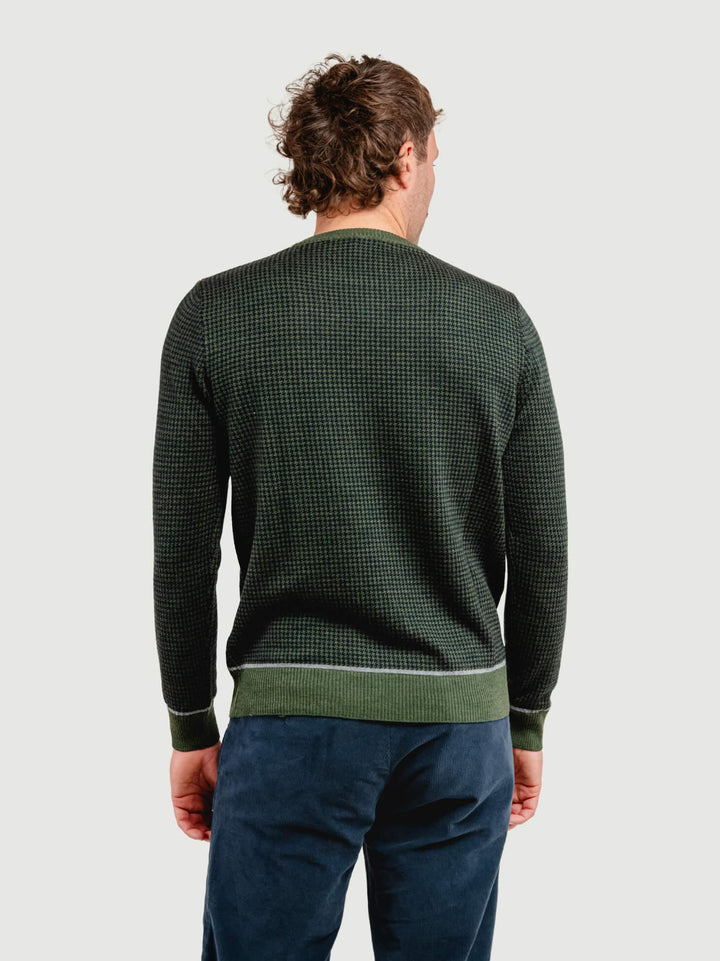 MAGLIA GIROCOLLO CON TRAMA PIED DE POULE VERDE BOSCO 8075 VERDE ANDREA MORANDO 