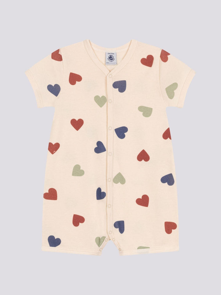 TUTINA CORTA MOTIVO A CUORI BEBÈ IN COTONE A09QM 01 PETIT BATEAU 