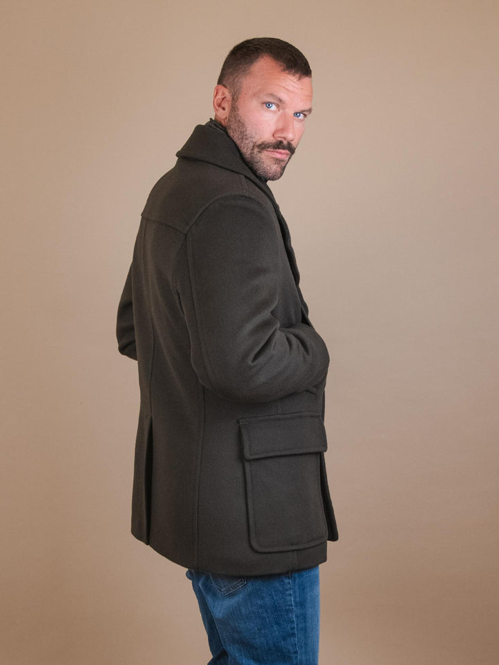 CAPPOTTO DOPPIOPETTO IN LANA MISTO CASHMERE VERDE ARMANDO FELT 954 PALTÒ 