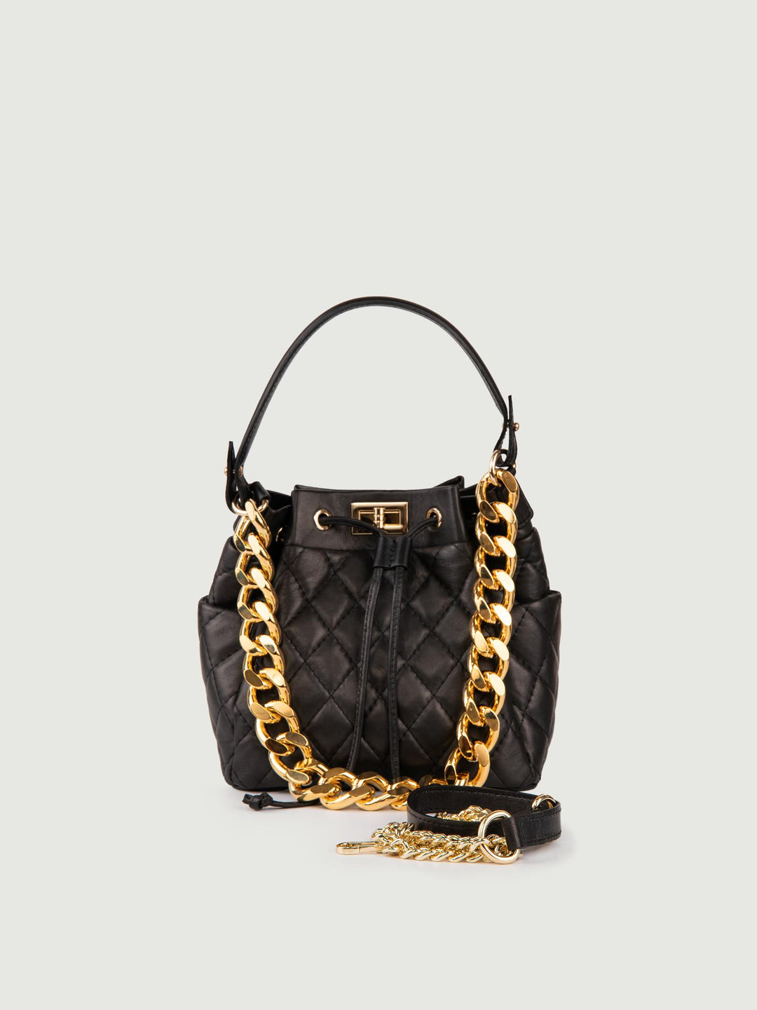 SECCHIELLO IN PELLE TRAPUNTATA MINI BUCKET MINI BUCKET NERO BIMOR 