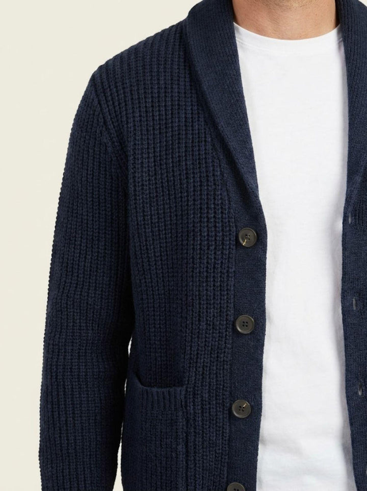 Cardigan collo sciallato blu 4366225 278 ANDREA MORANDO 