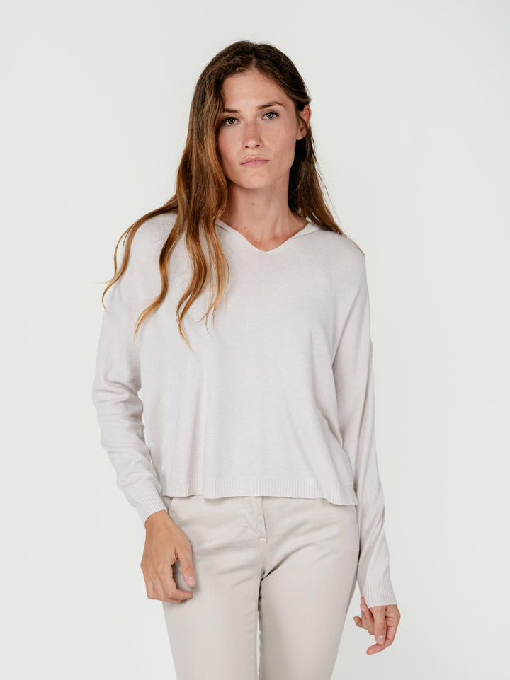 MAGLIA CON CAPPUCCIO PANNA 022004 0080 BIMOR 