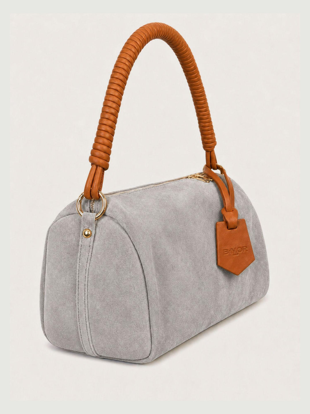 Borsa a spalla Cube in pelle scamosciata grigio perla CUBE GRIGIO PERLA BIMOR 