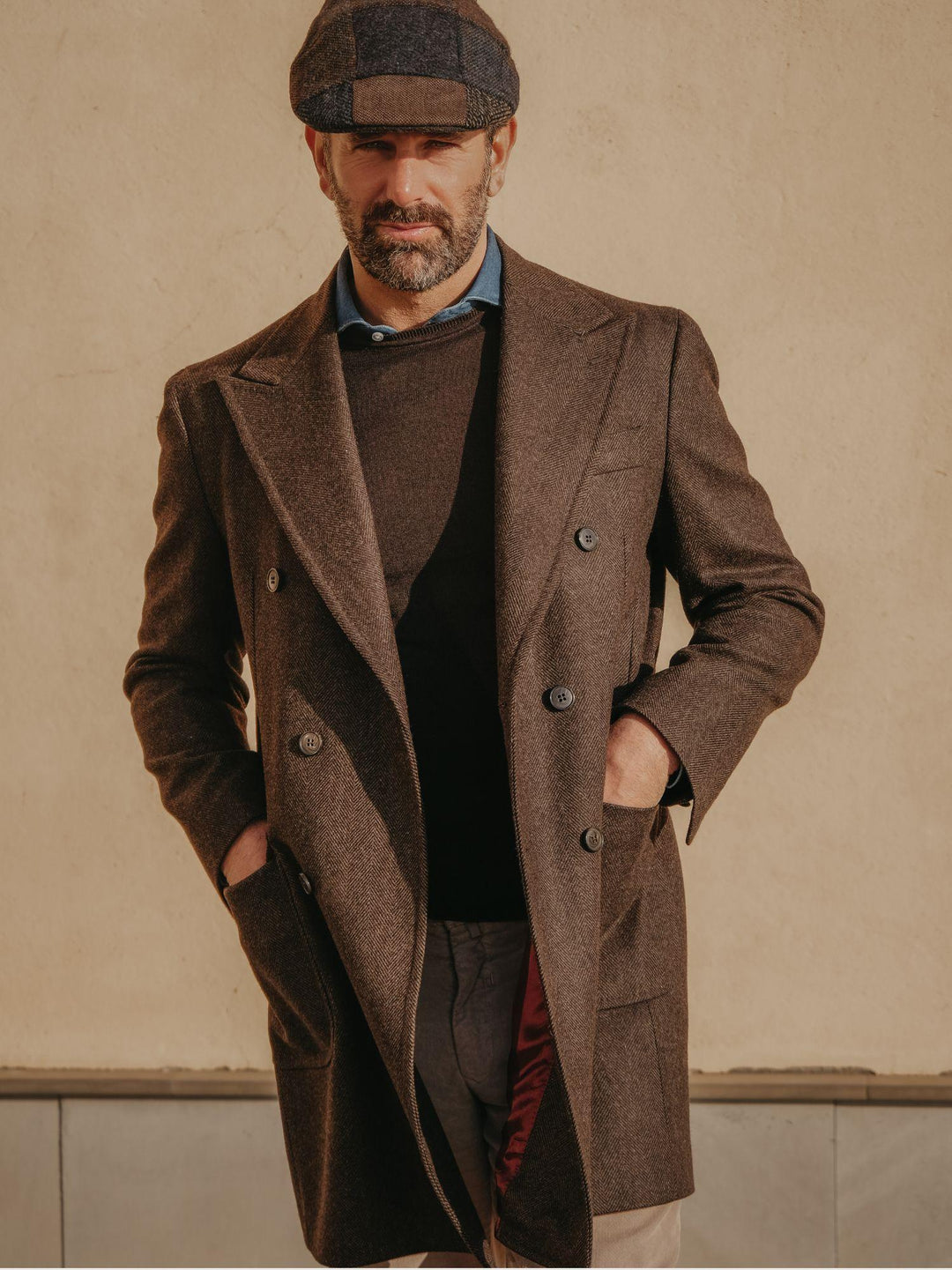 CAPPOTTO DOPPIOPETTO SPIGATO IN LANA VERGINE MARRONE CAPPOTTO T MORO ANDREA MORANDO 