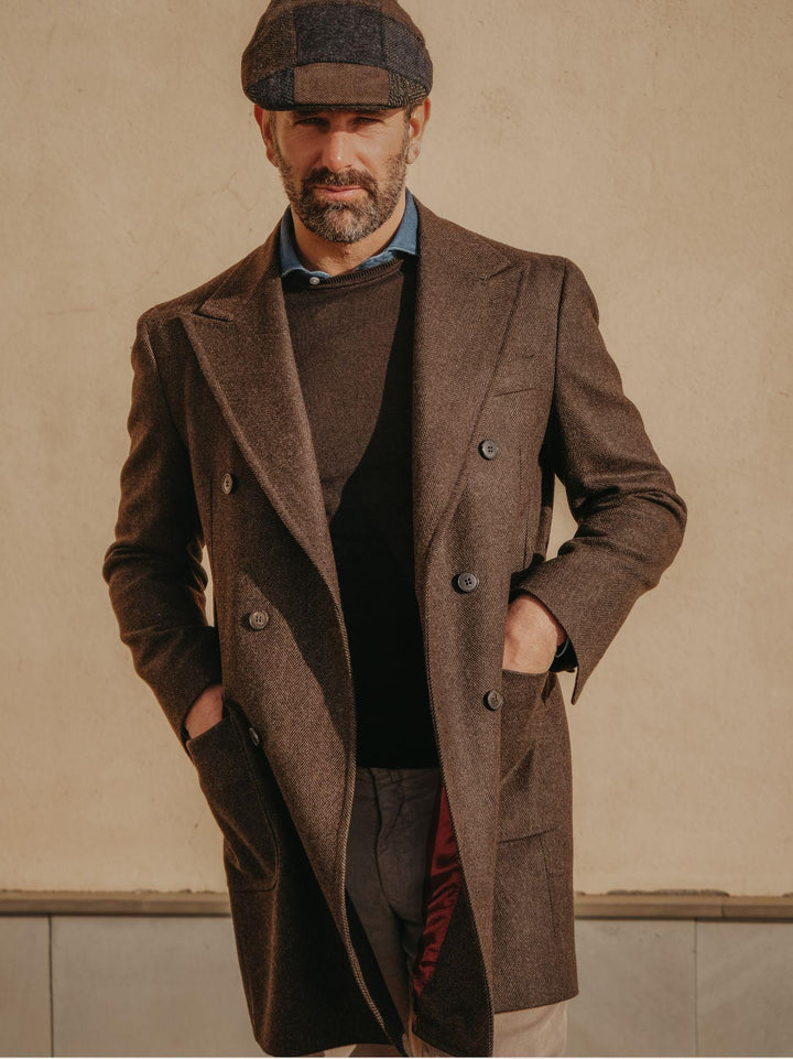 CAPPOTTO DOPPIOPETTO SPIGATO IN LANA VERGINE MARRONE CAPPOTTO T MORO ANDREA MORANDO 