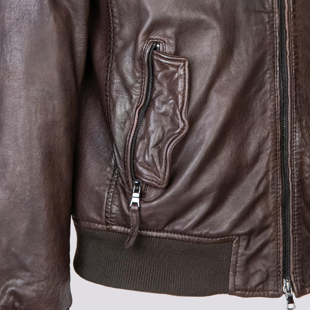 GIUBBOTTO IN PELLE MARRONE MODELLO AVIATOR "YANK" YANK 06 JACK LEATHER 