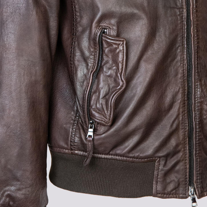 GIUBBOTTO IN PELLE MARRONE MODELLO AVIATOR "YANK" YANK 06 JACK LEATHER 