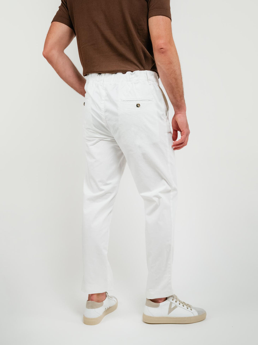 PANTALONE IN COTONE CON COULISSE BIANCO