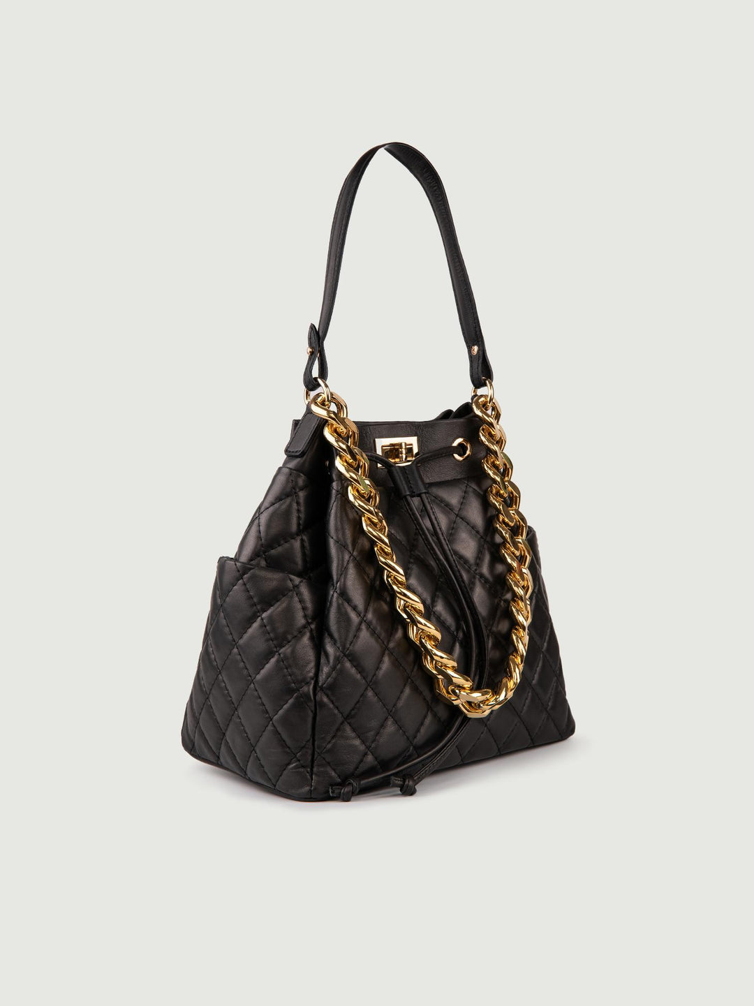 SECCHIELLO IN PELLE TRAPUNTATA BUCKET BUCKET NERO BIMOR 