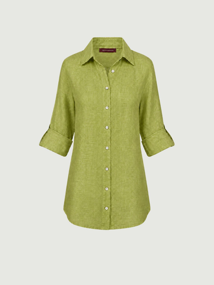 Camicia in lino verde pistacchio 6CM0552 601 ANDREA MORANDO 