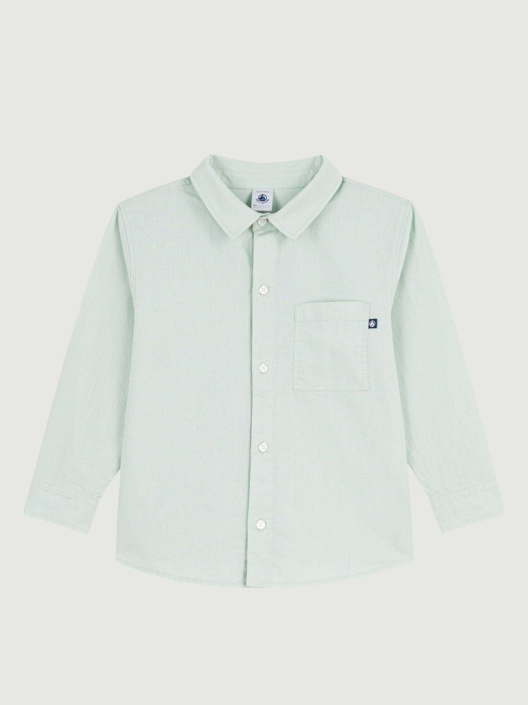 Camicia in cotone e lino verde acqua A0F5H 01 PETIT BATEAU 