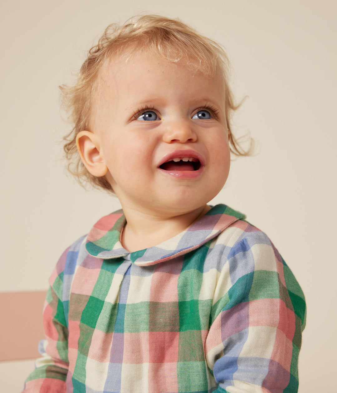 Blusa in garza di cotone quadri A0AZ5 01 PETIT BATEAU 
