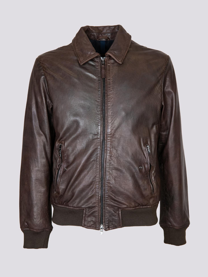 GIUBBOTTO IN PELLE MARRONE MODELLO AVIATOR "YANK" YANK 06 JACK LEATHER 
