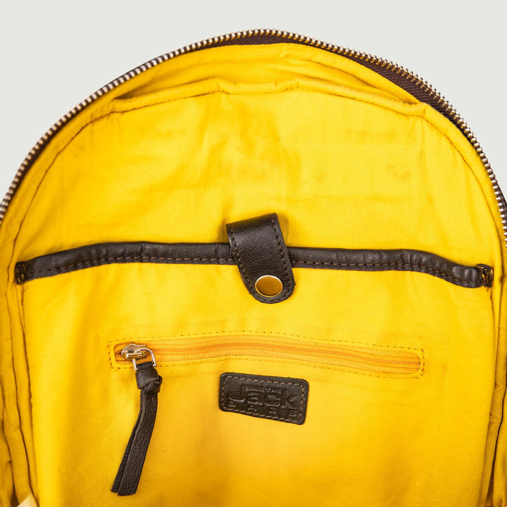ZAINO IN PELLE EFFETTO USED DARK BROWN E TESSUTO FANGO. SURRENDER MIX 504 JACK LEATHER 