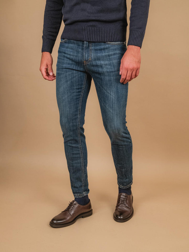 JEANS ANDREA MORANDO SCURO 5 TASCHE 7607CAR SABBIATURA ANDREA MORANDO 