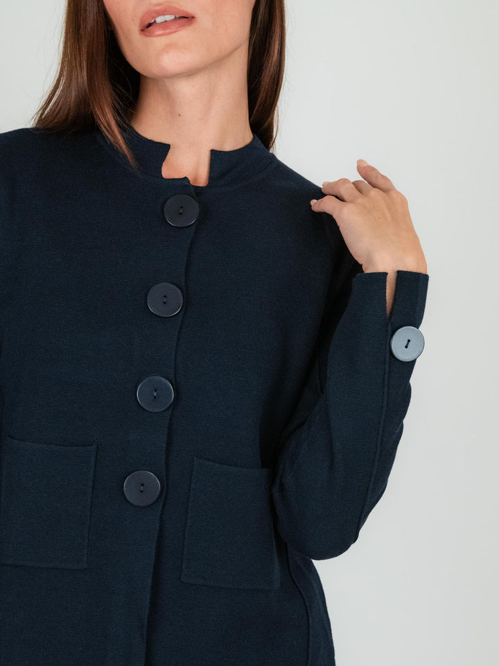 GIACCA CARDIGAN BLU IN LANA 245W1306 304 ANDREA MORANDO 