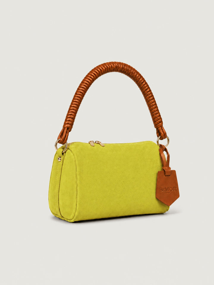 Borsa a spalla Mini Cube in pelle scamosciata lime MINI CUBE LIME BIMOR 
