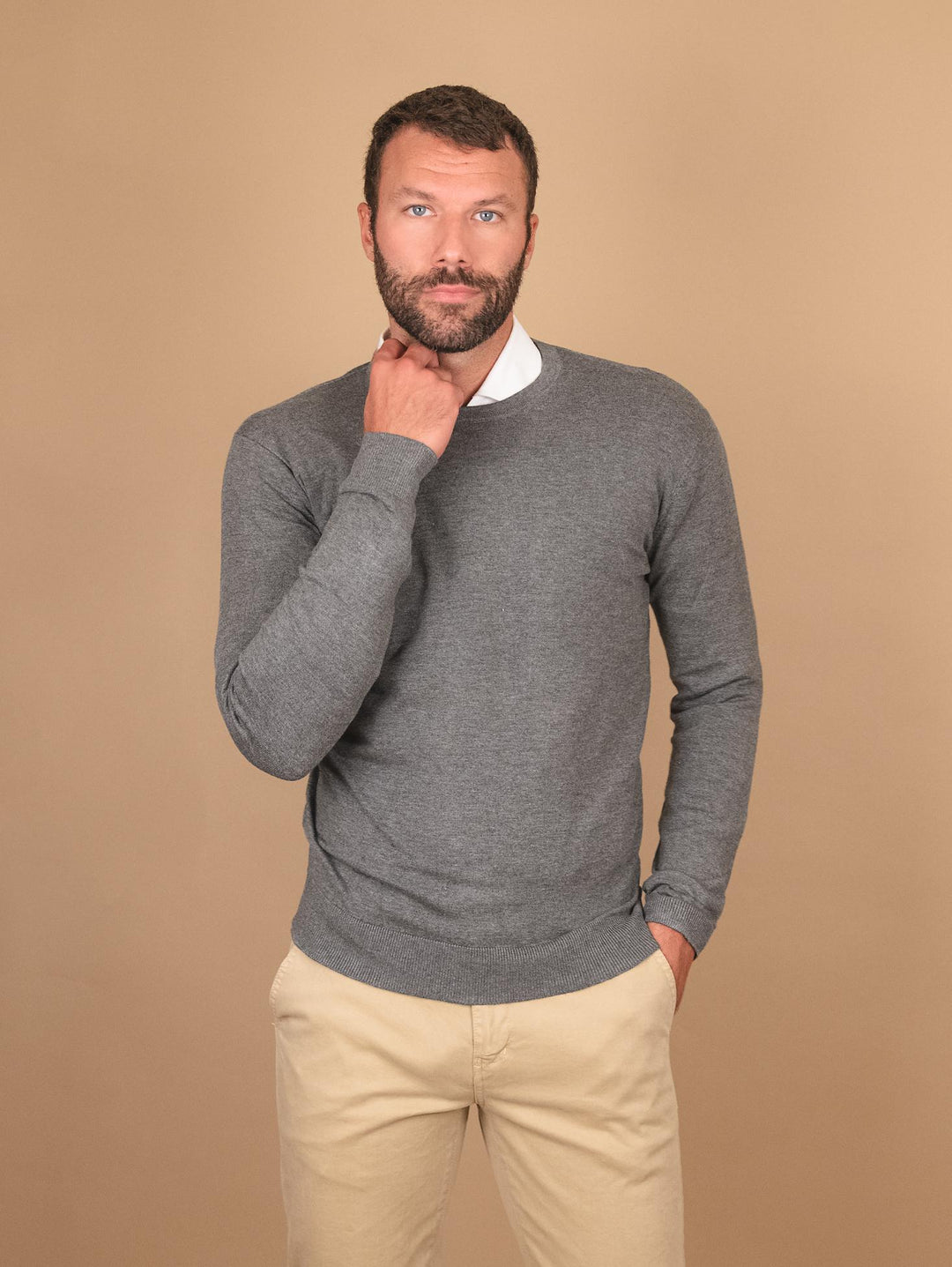 MAGLIA GIROCOLLO GRIGIO ANTRACITE 3000900 106 ANDREA MORANDO 