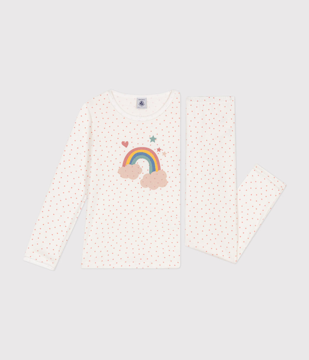 Pigiama in cotone con arcobaleno e cuoricini A0B86 01 PETIT BATEAU 