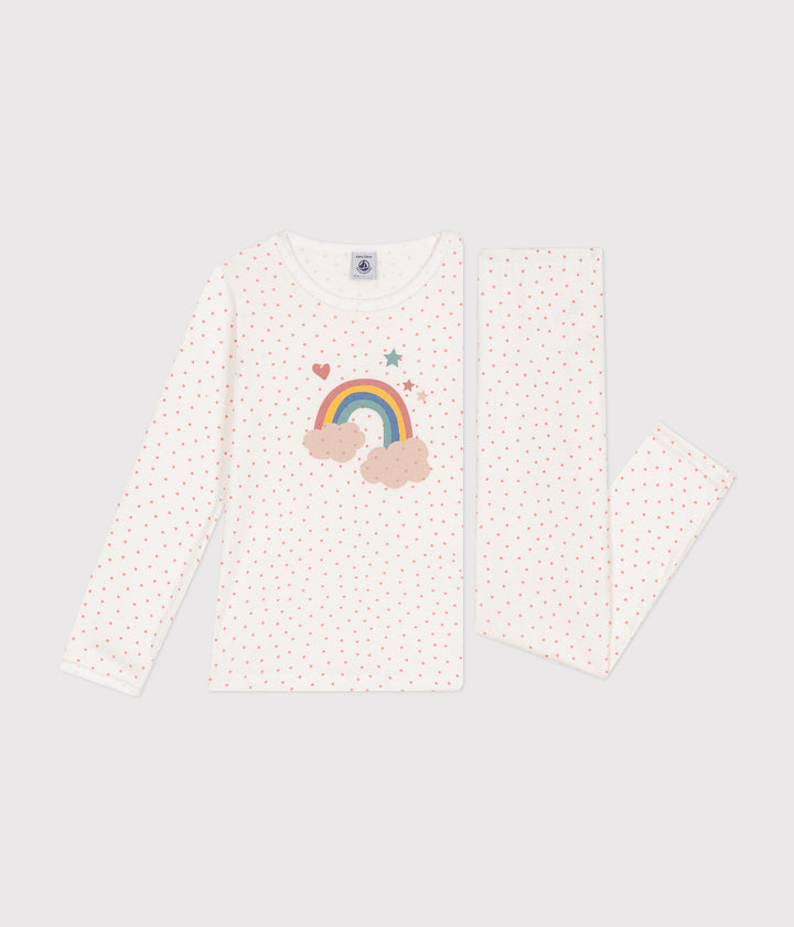 Pigiama in cotone con arcobaleno e cuoricini A0B86 01 PETIT BATEAU 