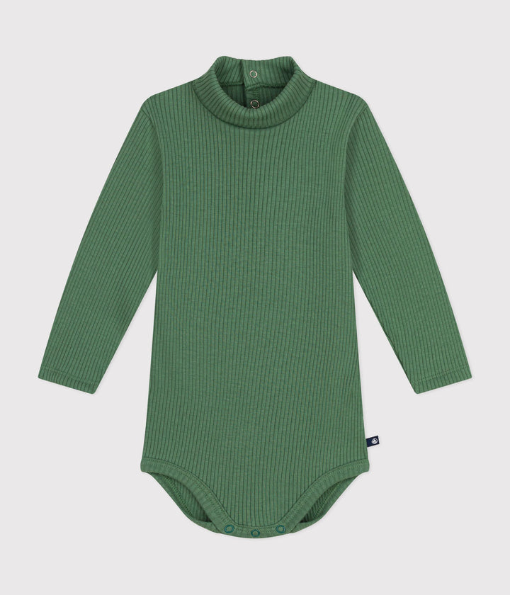 Body a tinta unita verde a maniche lunghe e collo a lupetto A0BQA 01 PETIT BATEAU 