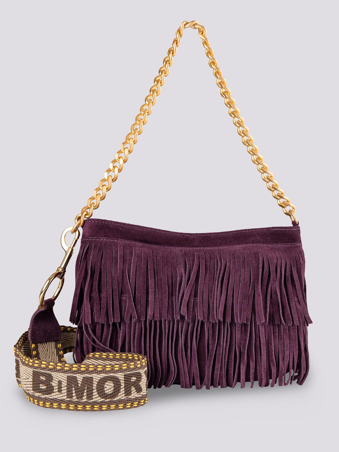 Borsa a tracolla in camoscio con frange viola Jigly JIGLY VIOLA BIMOR 