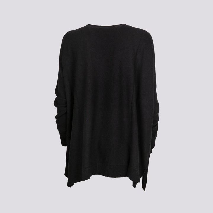 MAGLIA OVER CON SCOLLO A BARCA E SPACCHI LATERALI NERA 0820/58 0010 BIMOR 