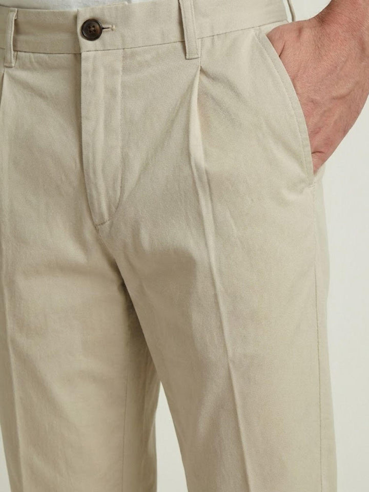 Pantalone con pinces in cotone beige 7676GB BEIGE ANDREA MORANDO 