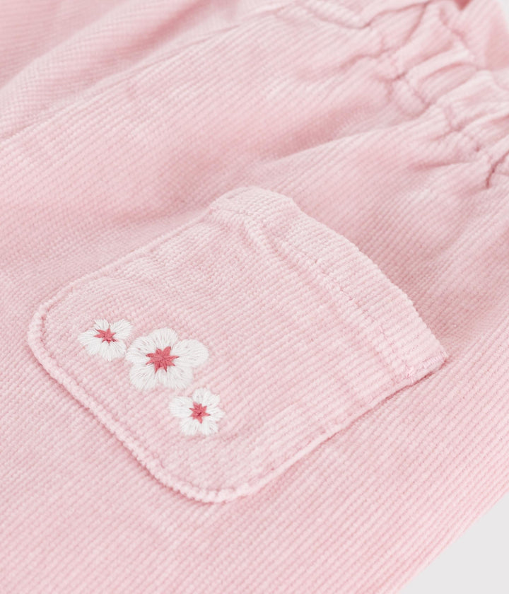 Pantaloni neonato in velluto rosa A0DVJ 02 PETIT BATEAU 