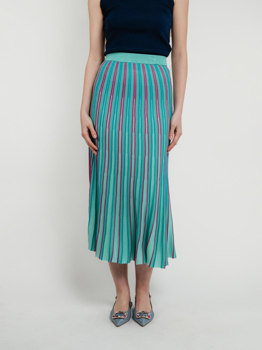 GONNA LUNGA IN MAGLIA MULTICOLOR TURCHESE 515TAIS633 TURCHESE ANDREA MORANDO 