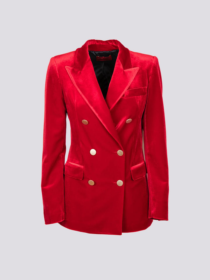 BLAZER DOPPIOPETTO IN VELLUTO ROSSO 3877/2894 4174 ANDREA MORANDO 