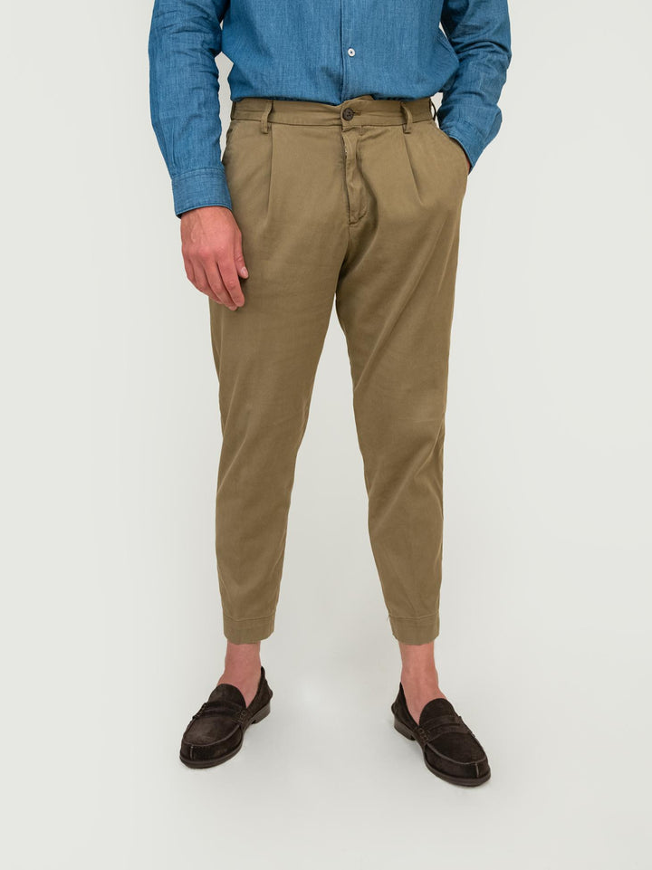 PANTALONE MISTO COTONE VERDE CON PINCES OF1S2S4P005M 138 ANDREA MORANDO 