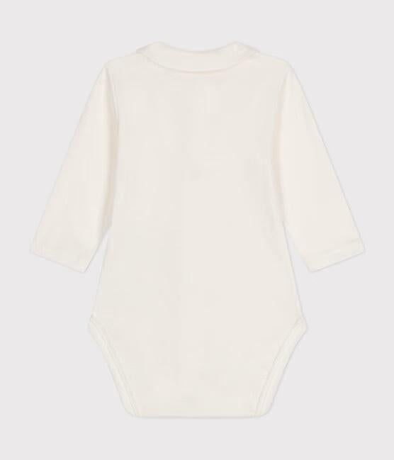 Body bianco a manica lunga con colletto in cotone A0B68 01 PETIT BATEAU 