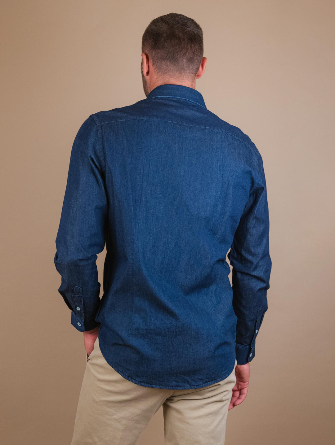 CAMICIA IN COTONE EFFETTO DENIM SCURO BU24W09CAJNS1030A 208 ANDREA MORANDO 